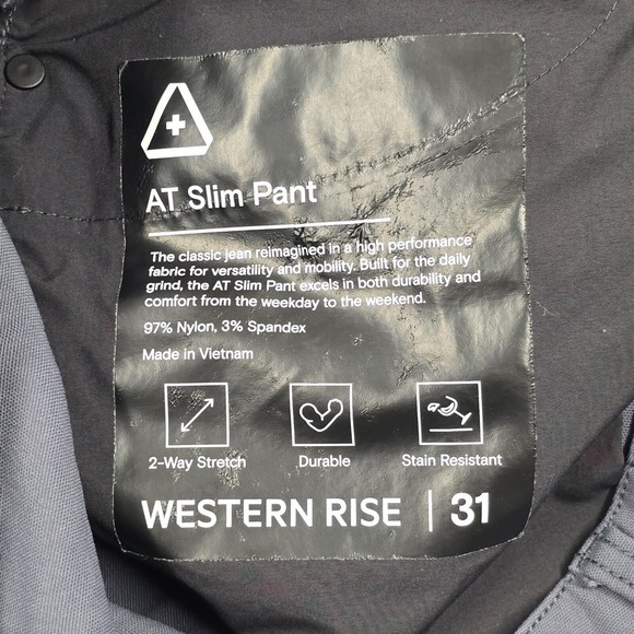 Western Rise Pants Mens 31 (Fits 30x30) Gray AT Slim Straight‎ Stretch Travel - Picture 7 of 13